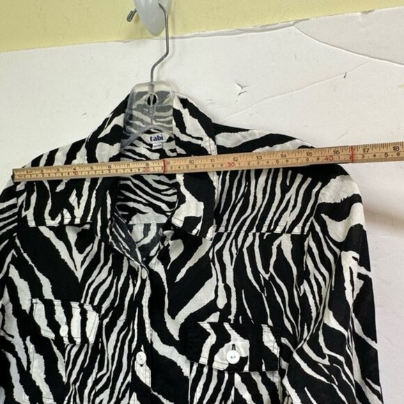 Tabi Vintage Zebra Cotton Roll Tab Sleeve Safari Shirt Pocket Lightweight Slit M - Picture 13 of 16